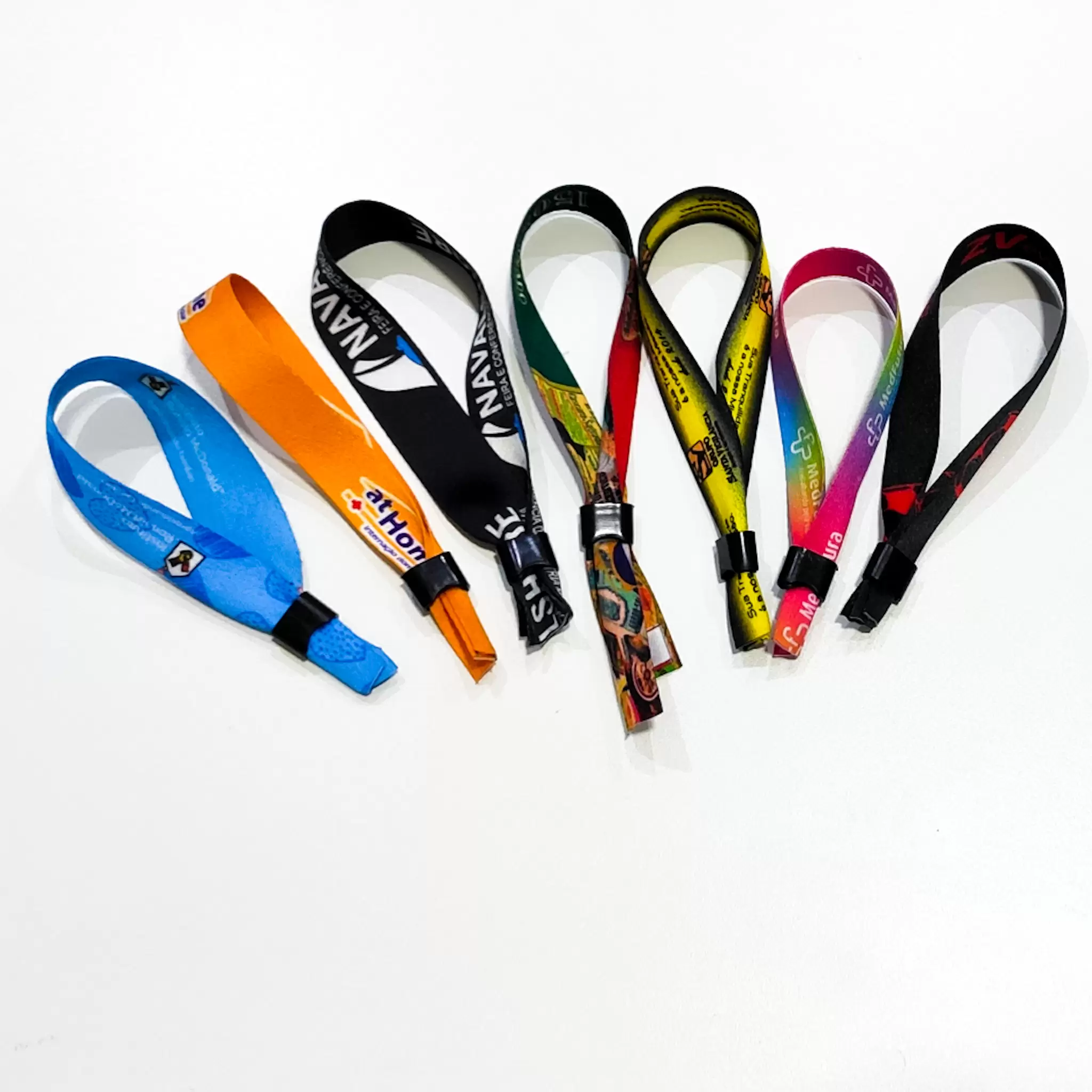 Kit 100 Pulseiras de Identificação em Tecido Personalizado com logo da empresa