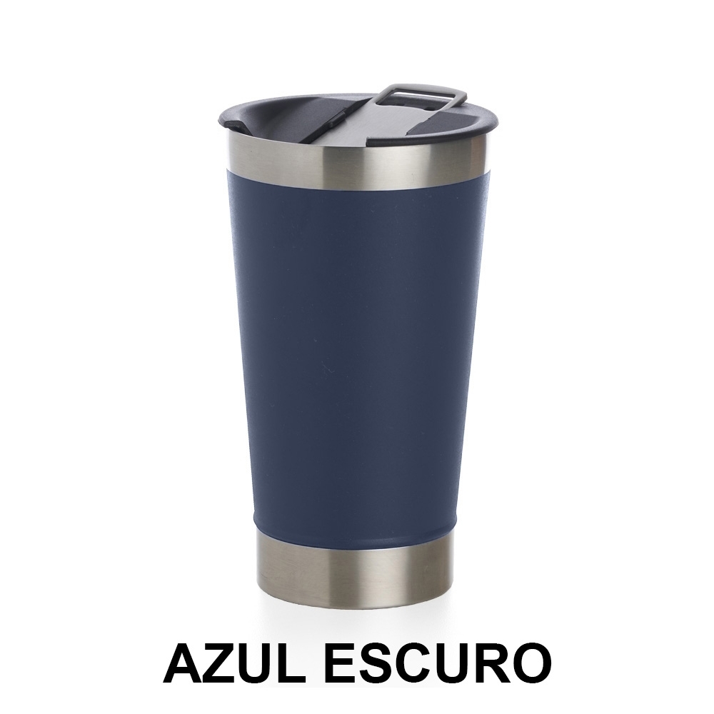 Copo Térmico 500 ml Liso com Abridor Personalizado com logo da empresa
